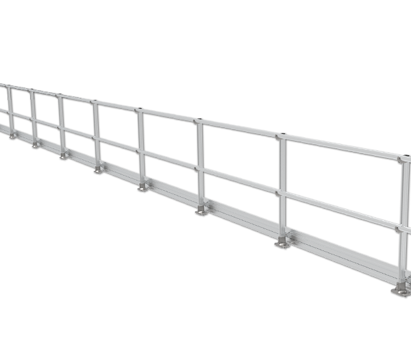 Permanent guardrail with kickboard