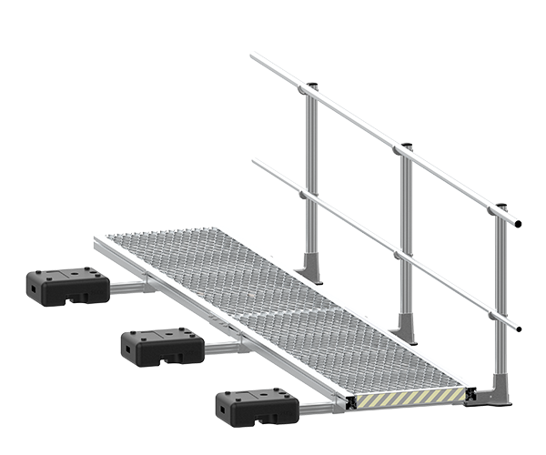 walkways with freestanding guardrail system