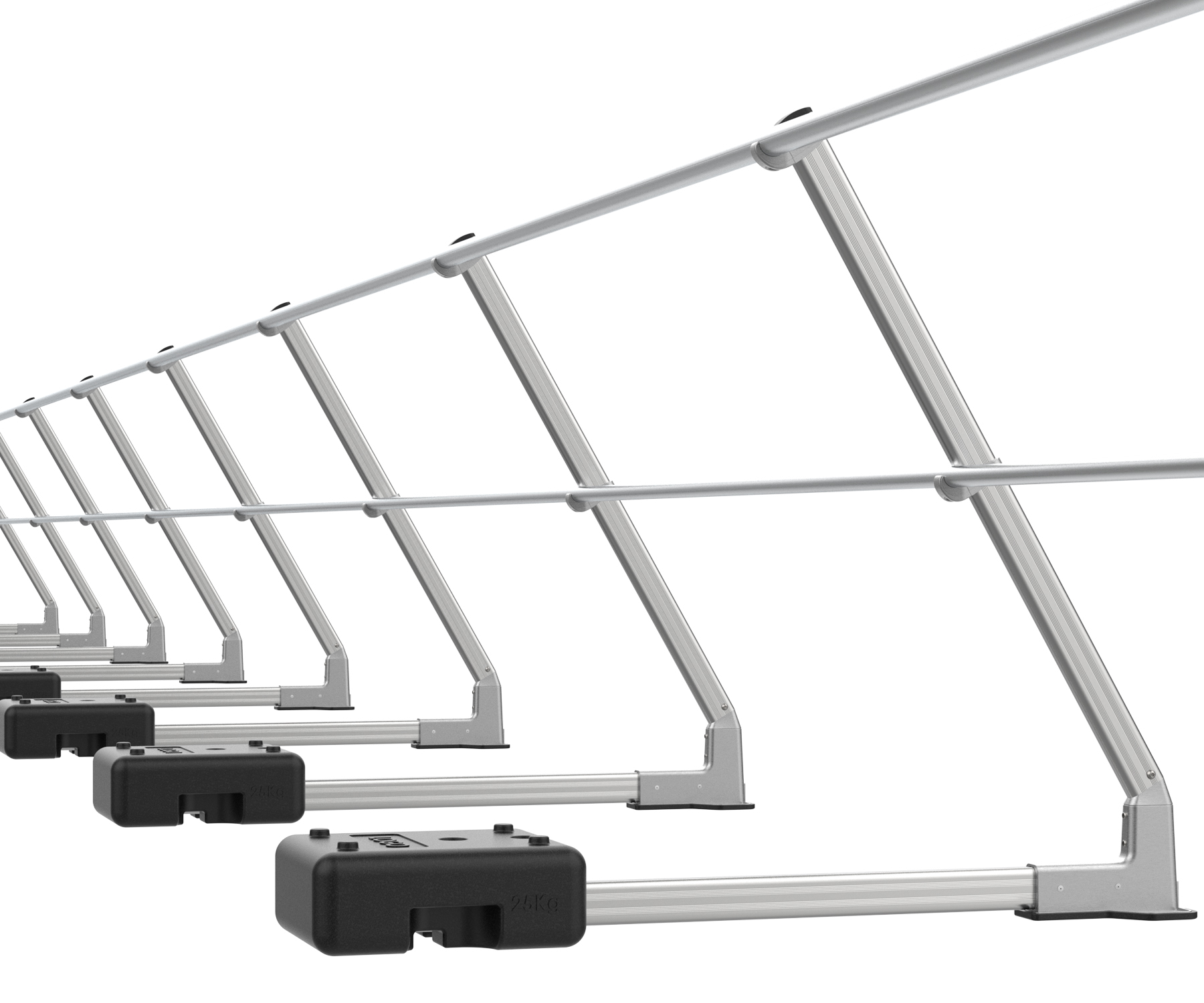 Inclined freestanding guardrail system